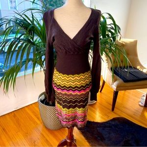 M Missoni Brown Long Sleeve Sweater Dress | Size S